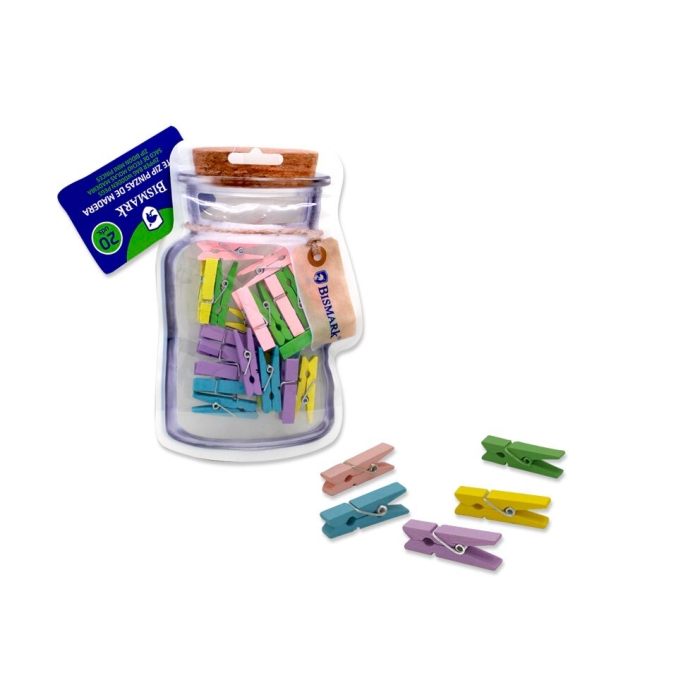 Set Bote Zip Pinzas de Madera Bismark