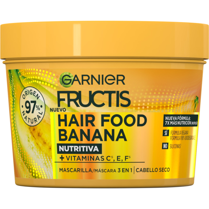 Fructis Hair Food Mascarilla Cabello 3 en 1 Banana 390 ml