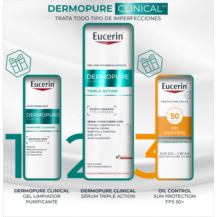Eucerin Piel Grasa DermoPure Serum + Gel Limpiador 20 ml + Solar 5ml