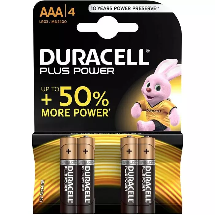 Duracell Piles Alcalines Plus AAA Pack 4