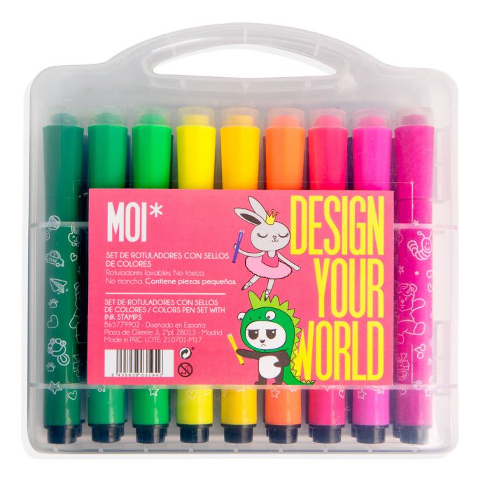 Set 18 Rotuladores con Sellos de Colores