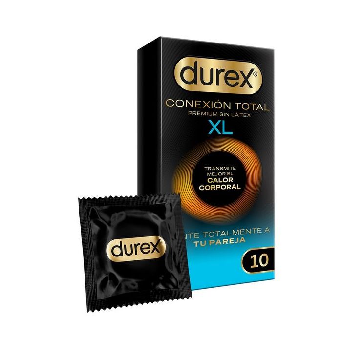Durex Conexión Total XL Preservativo Ultra Fino Plus sin Látex con Tecnología Body Feel que Transmite Mejor el Calor Corporal, 10 Condones XL-image