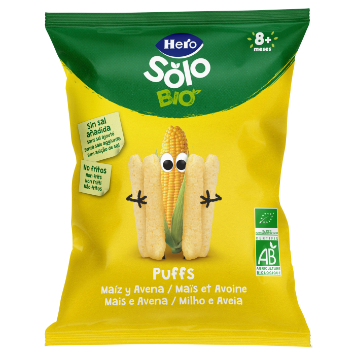 Solo BIO Snacks Puffs Maíz y Avena +8 Meses 25 gr