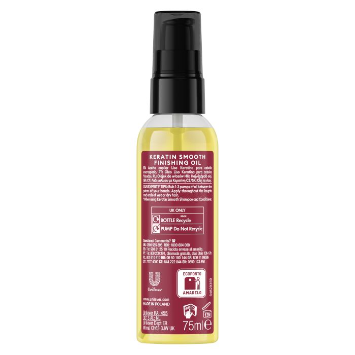 Óleo para cabelos lisos com keratin