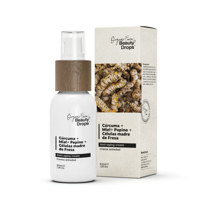 Organic Farm Creme Anti-idade Cúrcuma + Mel + Pepino + Células Estaminais de Morango 60 ml