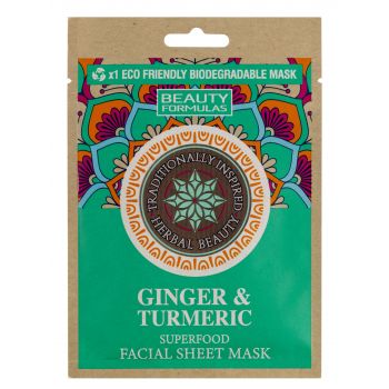 Ginger &amp; Turmeric Biodegradable Facial Mask Mascarilla Facial de Arcilla Superfood