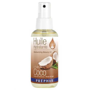 Óleo hidratante de coco para corpo e cabelo