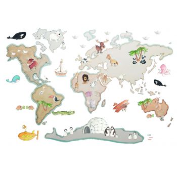 Vinyl World Map XL Animals