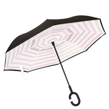 Guarda-chuva reversível com listras brancas