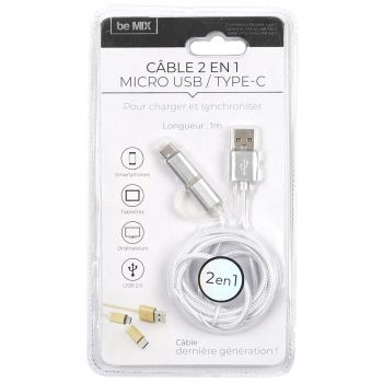 Câble USB 2en1 Micro USB
