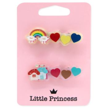Little Princess Set 2 Clips Corazones Multicolor