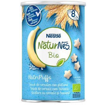 Aperitivo de Cereais com Banana Naturnes Bio Nutripuffs
