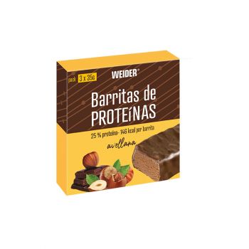 25% de proteína em barra com sabor a avelã Barras de proteína