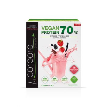 Batido de proteína em pó de proteína vegana 70% de frutas vermelhas