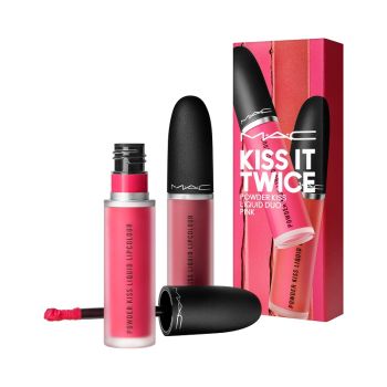 Kiss It Twice Powder Kiss Liquid Duo Pink Lipstick Set (995 Fashion Sweetie e 989 Mull It Over)