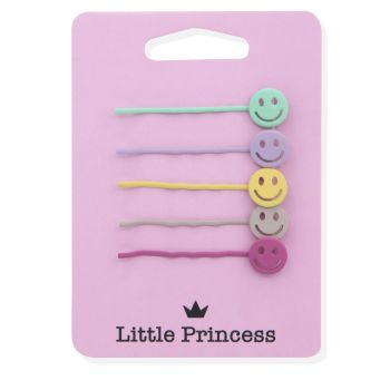 Little Princess Set 5 Épingles à Cheveux Smiley Multicolore