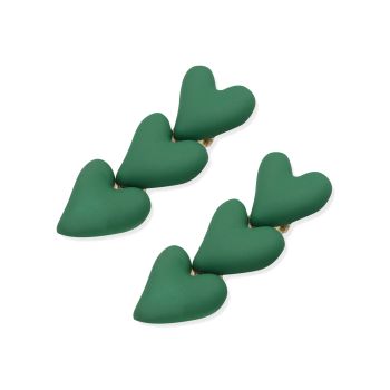 Oh My Hair Set 2 Clips Corazones Verdes