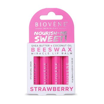 Nourish-Me Sweet! Beeswax Bálsamo Labial Milagroso Cera de Abelha + Morangos