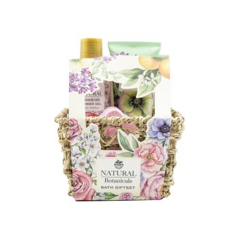 Cesta Mimbre Rosas Botanicals Bath Gift Set 