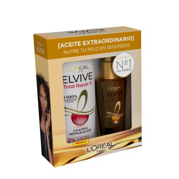 Elvive Coffret Huile Extraordinaire + Shampoing Réparateur Total Repair 5