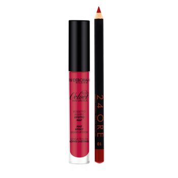 Conjunto de Lábios Fluid Velvet Mat Lipstick + Lápis 24Ore