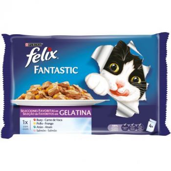 Felix Selecciones Favoritas en Gelatina Comida para Gatos