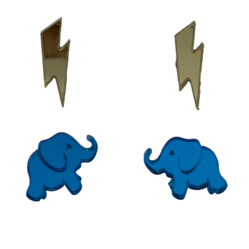 Pendientes Rayo Gold &amp; Elefante Blue