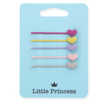 Little Princess Set 5 Épingles à cheveux Petits Coeurs Multicolore