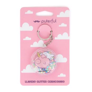 Llavero Glitter Cerdicornio