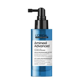 Aminexil Advance Fuller &amp; Stronger Serum enriquecido com active ingredients dermatológicos para a queda de cabelo