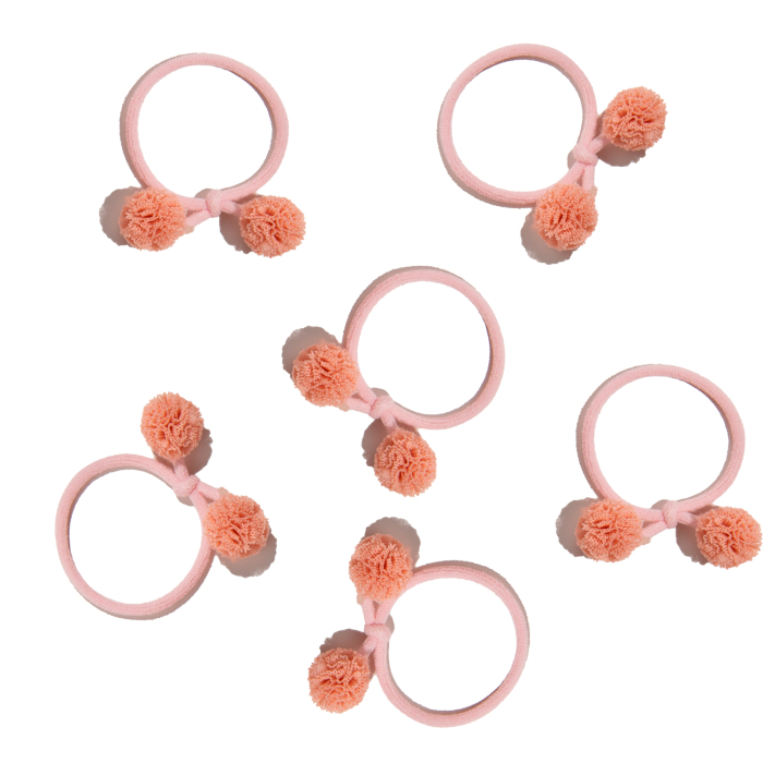 Set 6 Gomas de Pelo con Pompom Set 6 Gomas de Pelo con Pompom