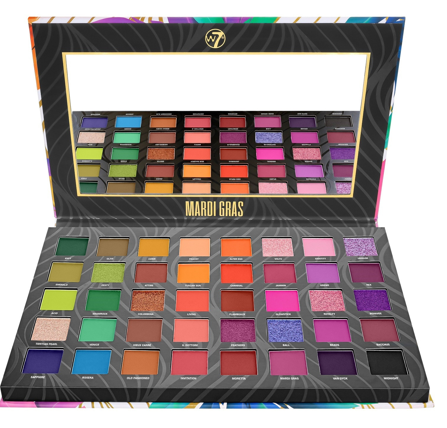 W7 Paleta de Sombras y Pigmentos Prensados Mardi Gras