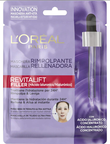 L'Oréal París Revitalift Filler Mascarilla Rellenadora con Ácido Hialurónico Concentrado