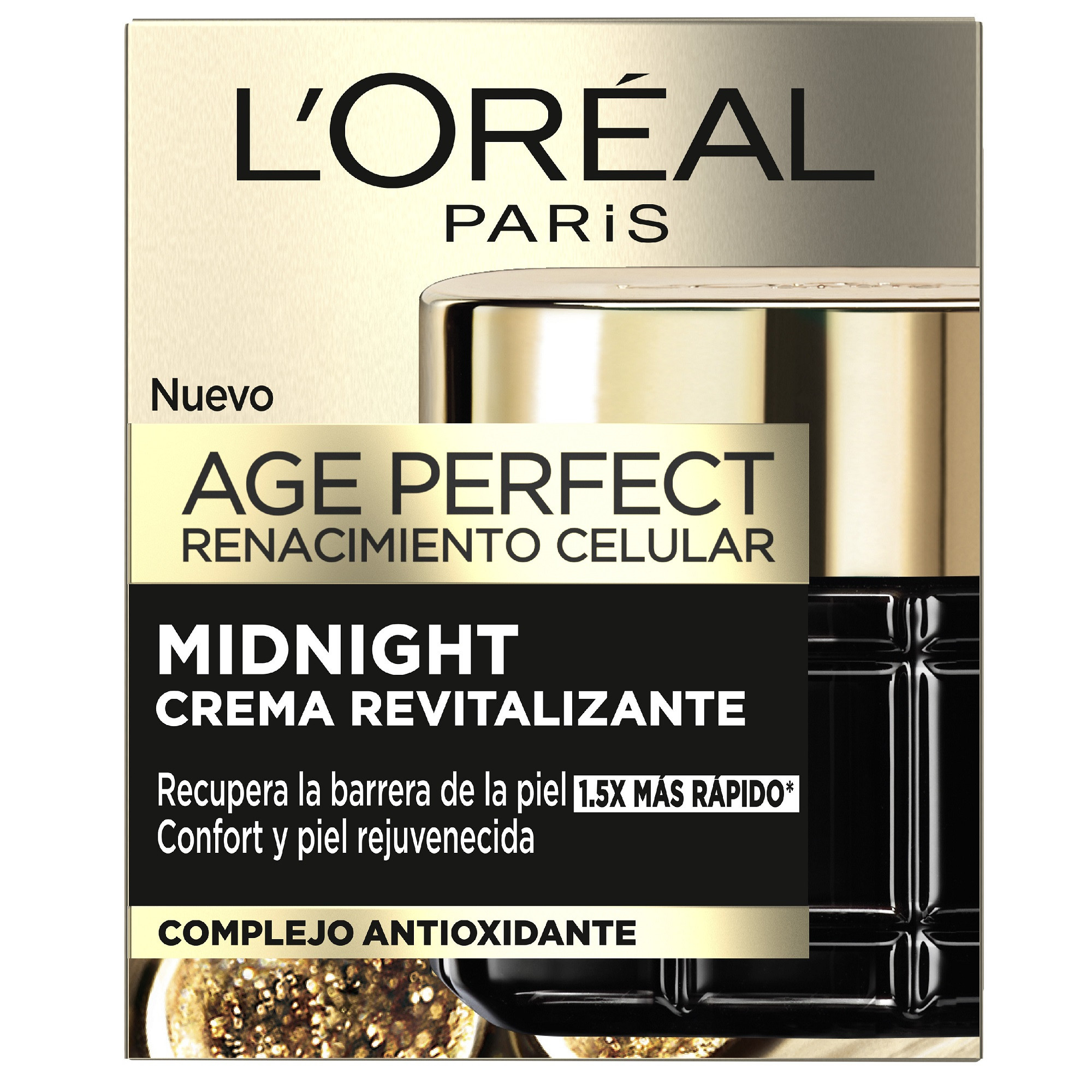 L'Oréal París Age Perfect Renacimiento Celular Midnight Crema Revitalizante con Complejo Antioxidante