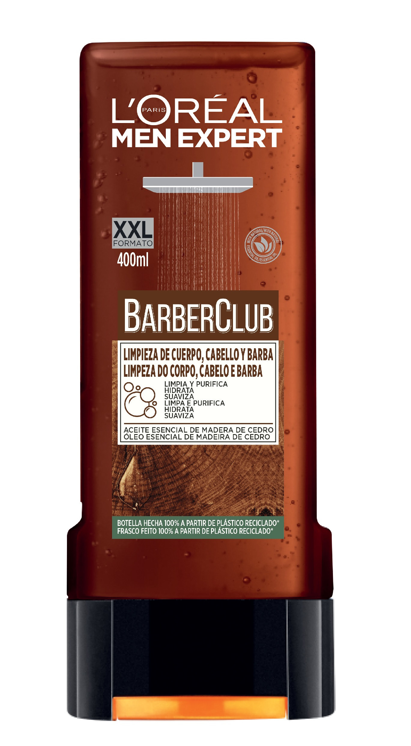 L'Oréal París Barber Club Gel de Ducha para Barba, Cuerpo y Cabello