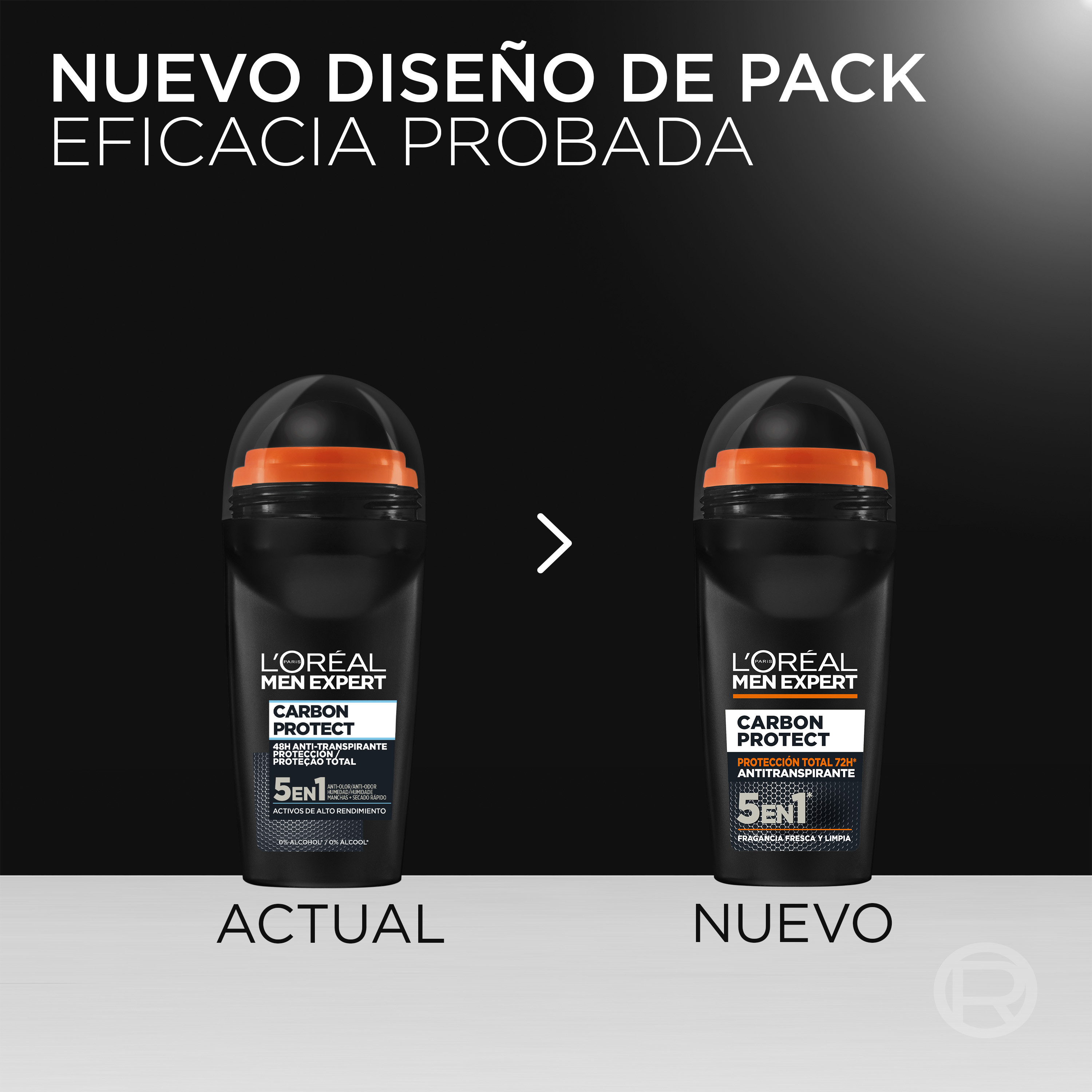 Men Expert Carbon Protect Desodorante Roll-On Antitranspirante 5 en 1 · detalle 1