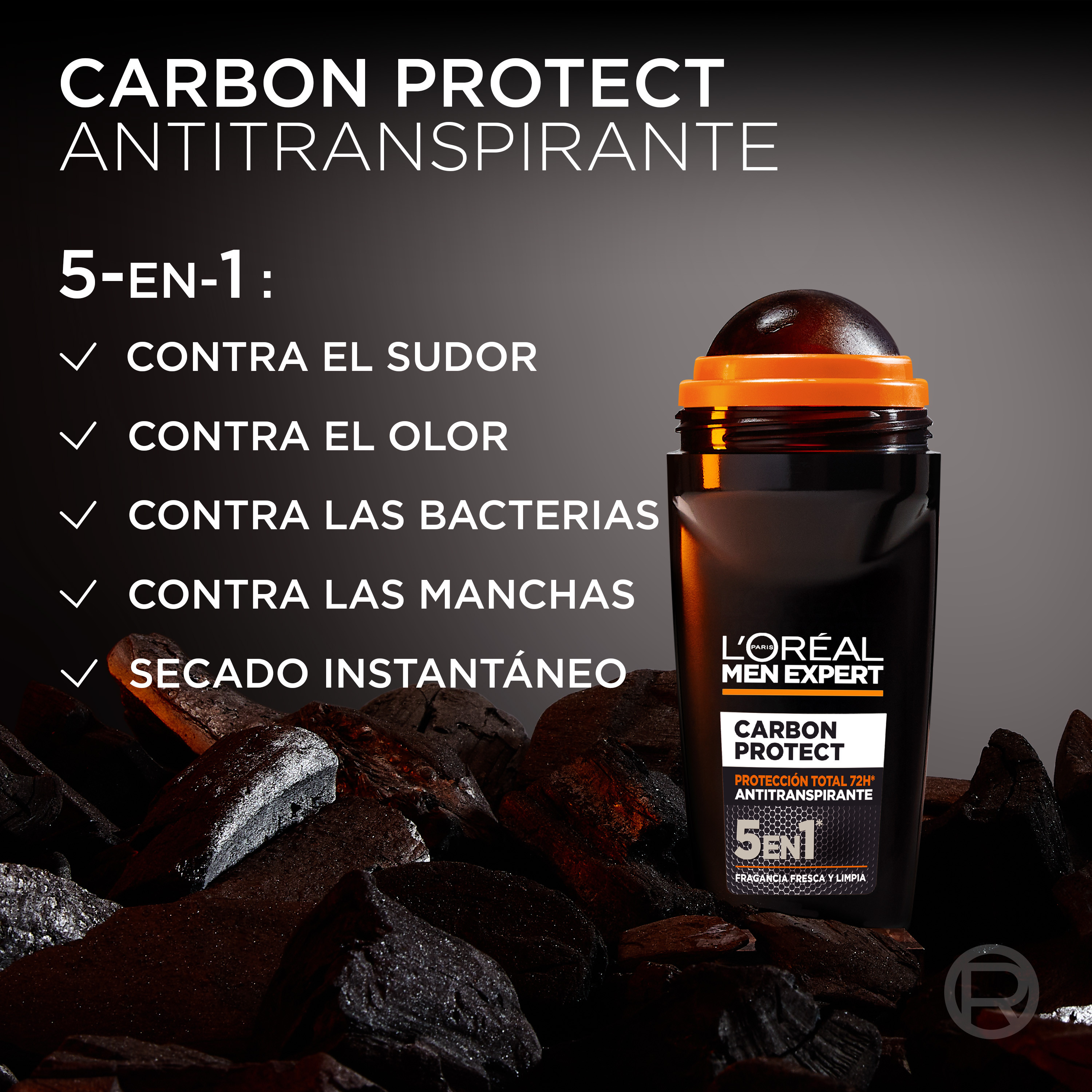 Men Expert Carbon Protect Desodorante Roll-On Antitranspirante 5 en 1 · detalle 4