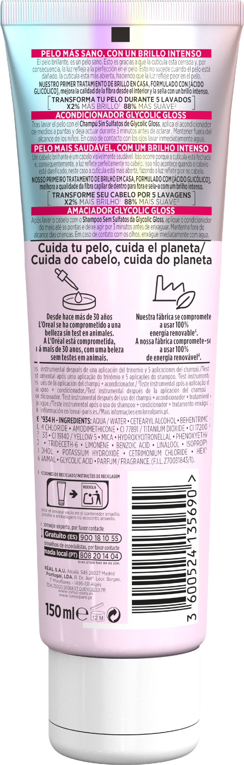 Elvive Acondicionador Glycolic Gloss Con Ácido Glicólico Cabello Suave Y Brillante · detalle 1