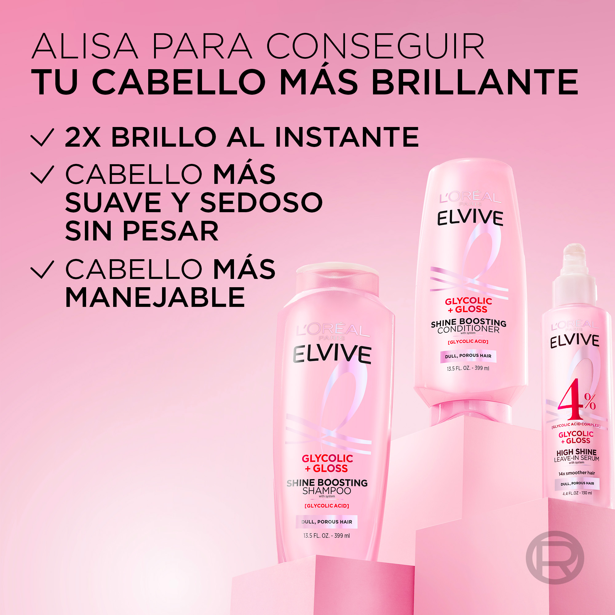 Elvive Glycolic Gloss Sérum Glass Hair sin Aclarado · detalle 3