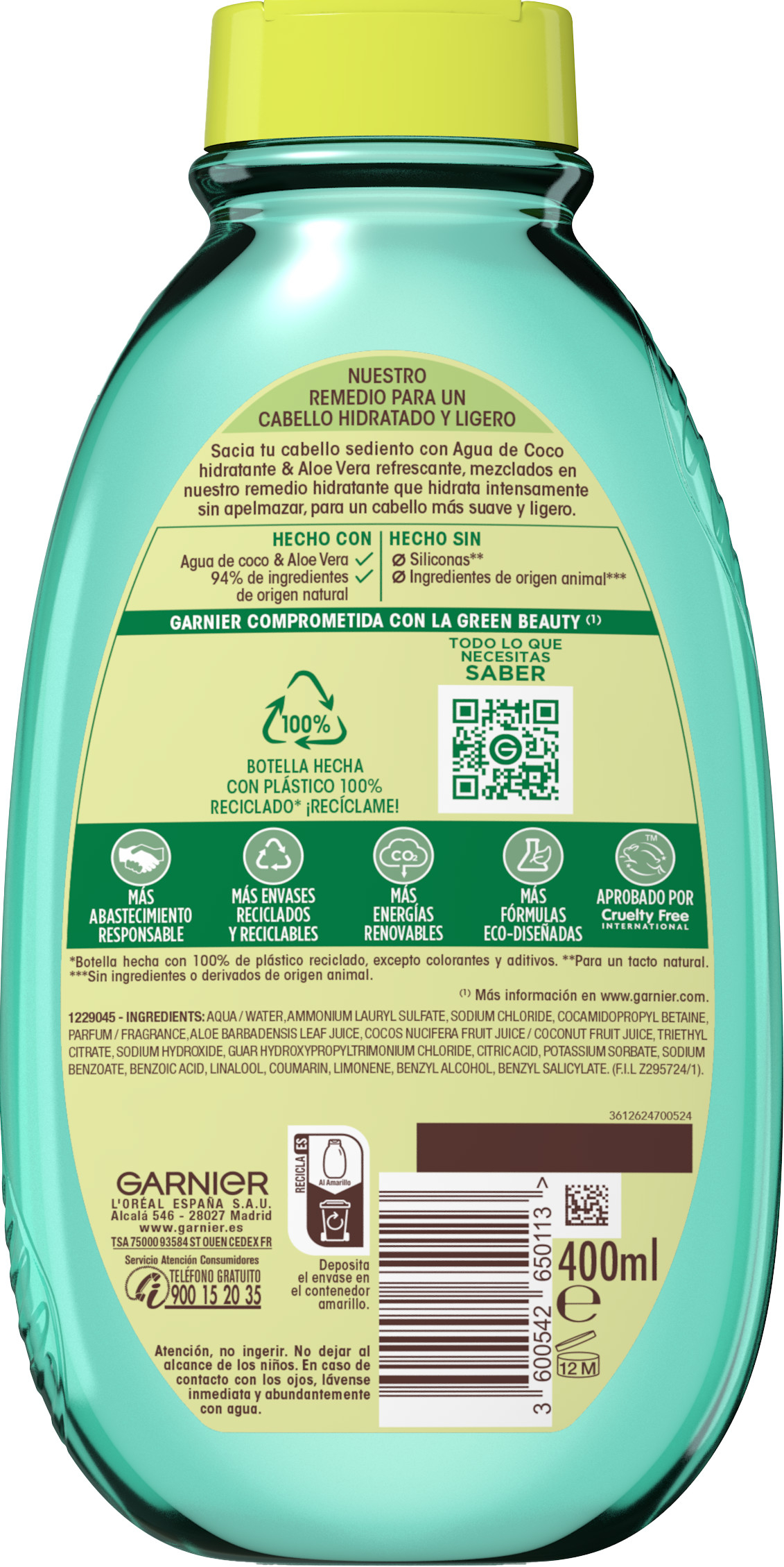 Original Remedies Champú Hidratante Agua de Coco y Aloe Vera · detalle 1