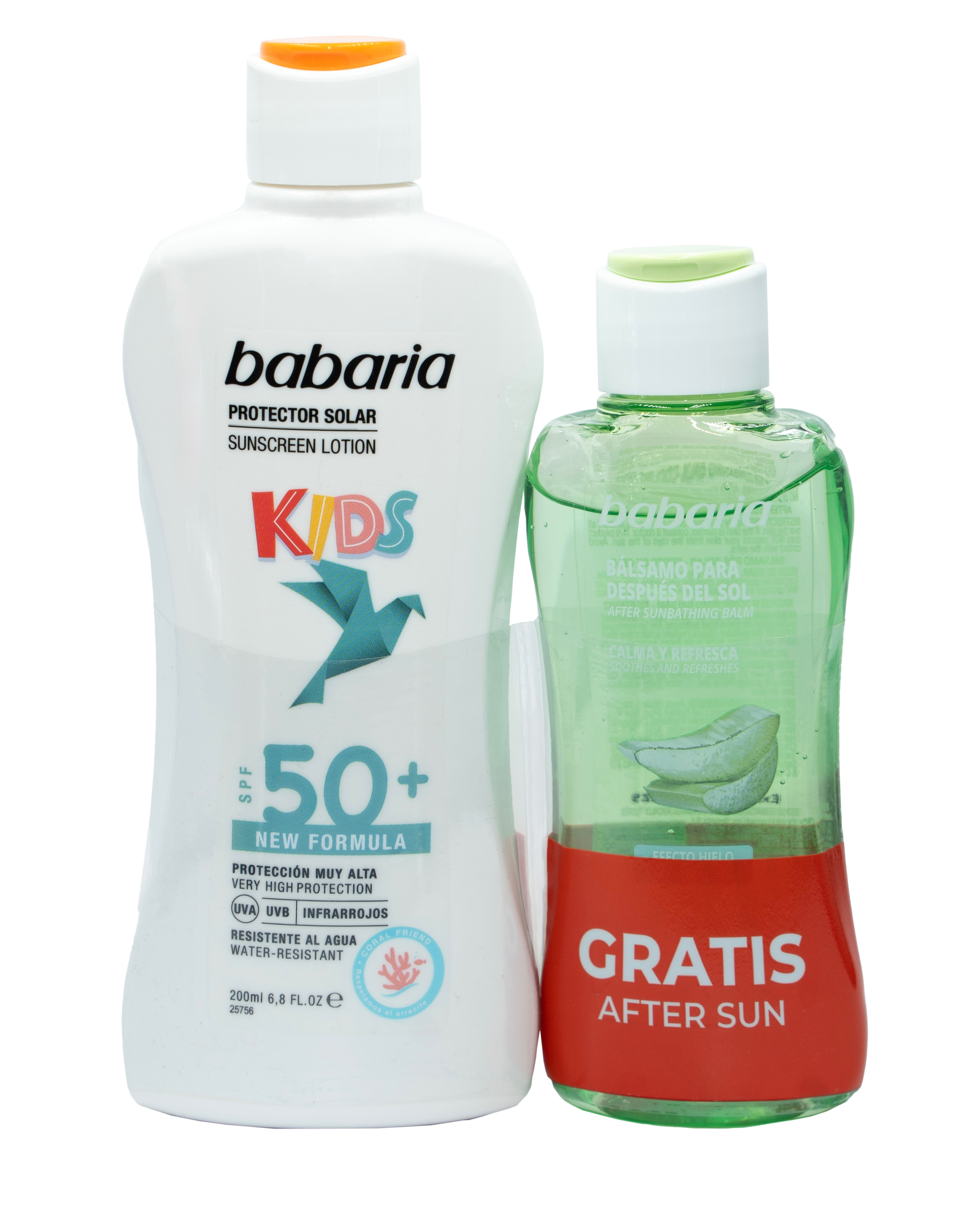 Babaria Pack Leche Protectora Kids SPF50+ + Aftersun Efecto Hielo