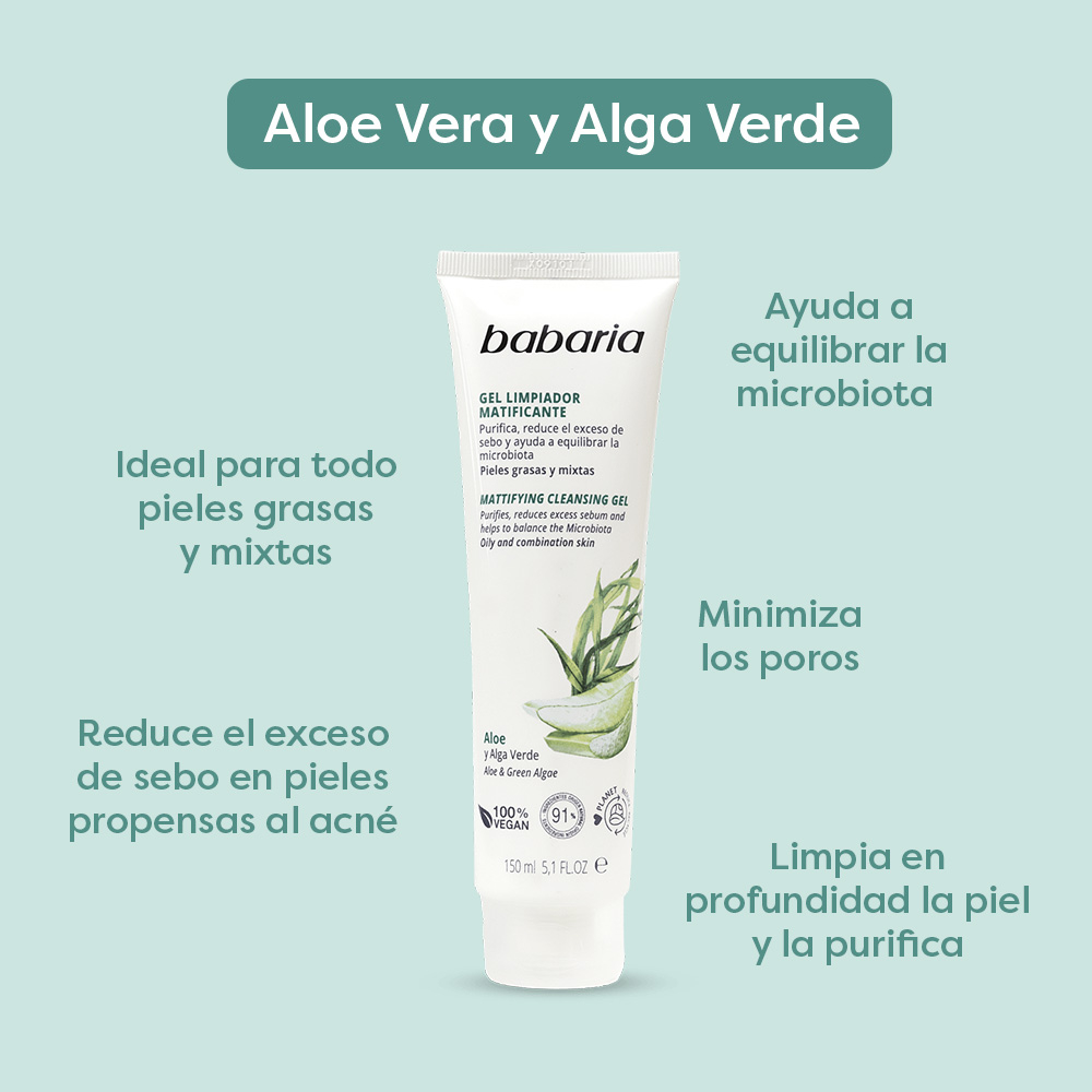 Gel Limpiador Matificante Aloe y Alga Verde · detalle 5